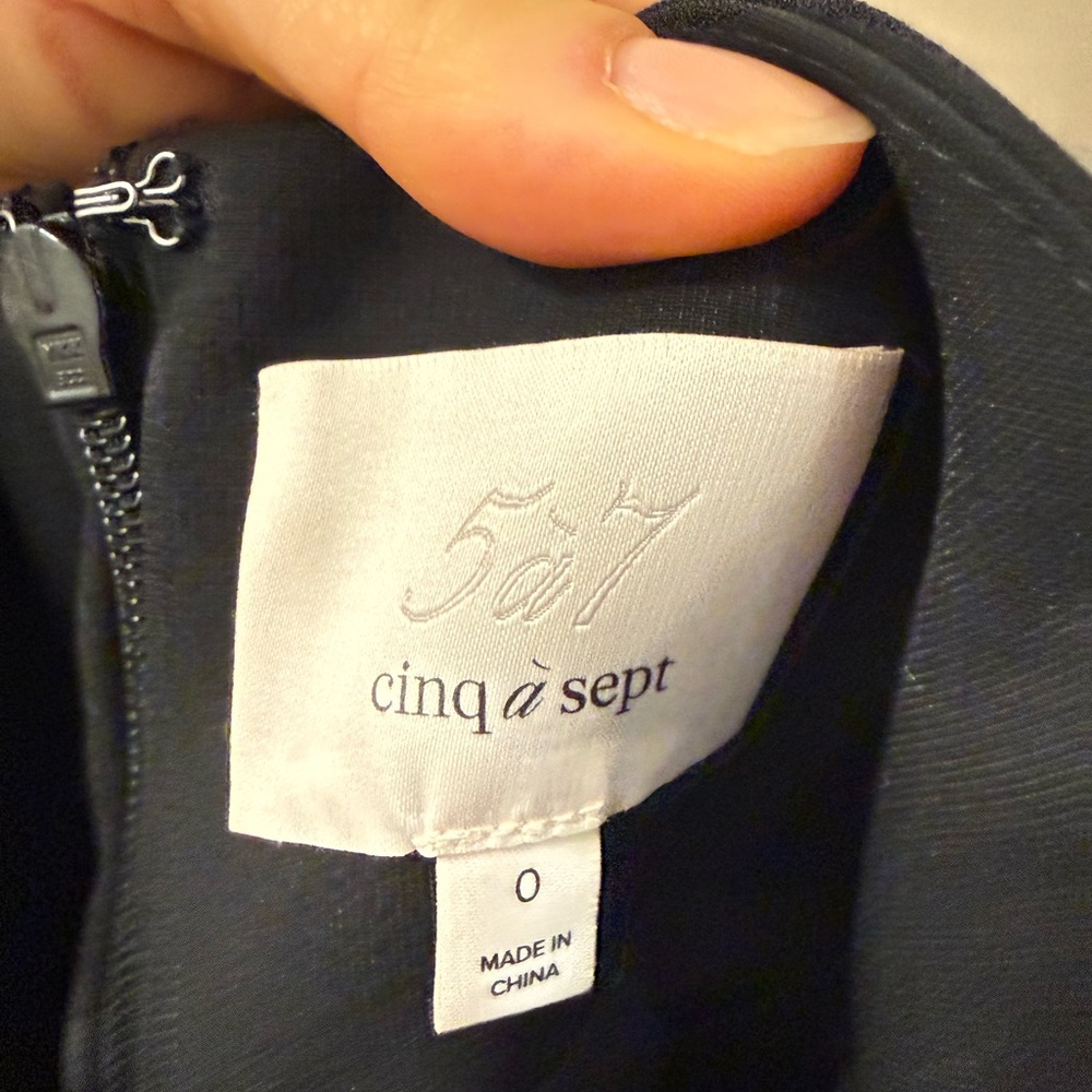 cinq a sept Black Mini Dress with White Beaded Floral Grid - Picture 3 of 4